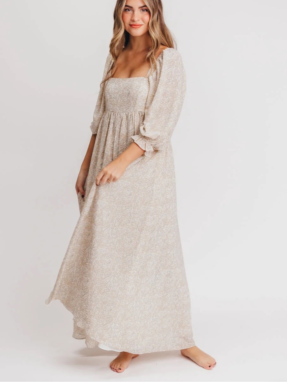Storia Mona Love Story Maxi Dress with Puff Sleeves